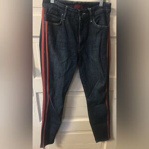MOTHER Slim Fit Jeans in Dark Blue with Red Accents
